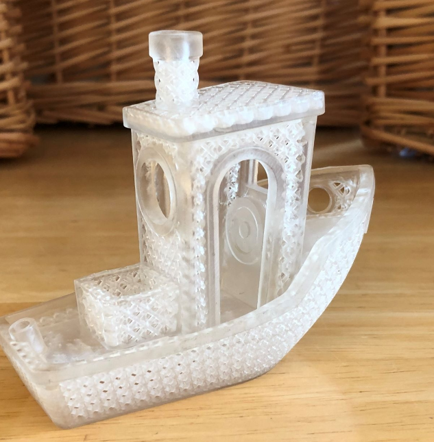 3D-printed Lattice Benchy boat model by DaveMakesStuff, ideal for testing 3D printing beginner projects, featuring intricate lattice design.