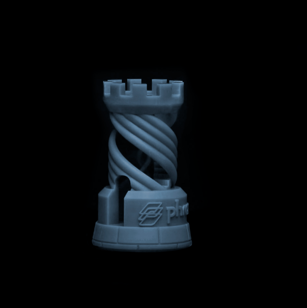 3D-printed Phrozen Test Rook model, a detailed chess piece for testing intricate details, ideal for 3D printing beginners.