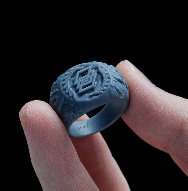 3D-printed Phrozen Ring with textured design, a beginner-friendly 3D printing project by Phrozen for jewelry enthusiasts.