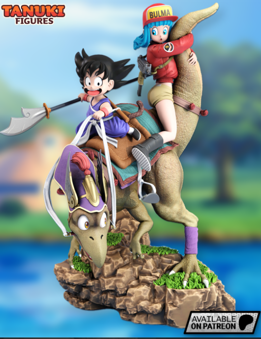 Diorama of Goku and Bulma from Dragon Ball, an intricate anime STL file.