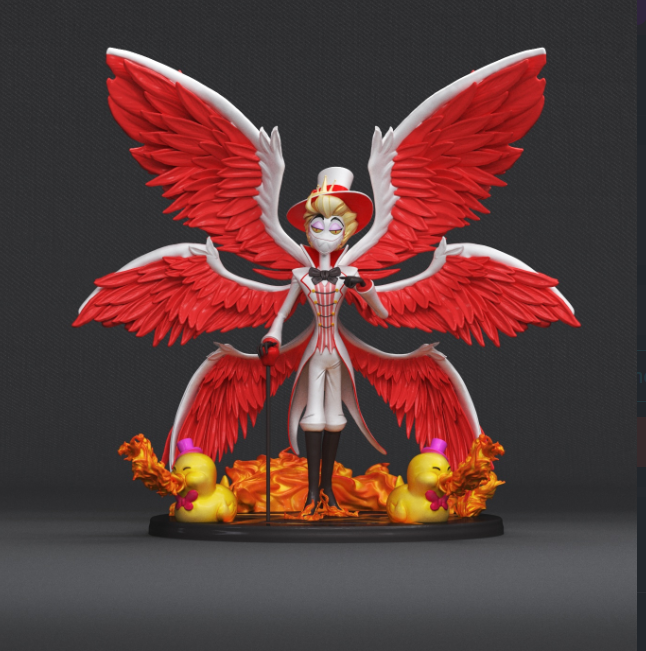 Lucifer Morningstar anime STL file from Hazbin Hotel, featuring bold and intricate design.