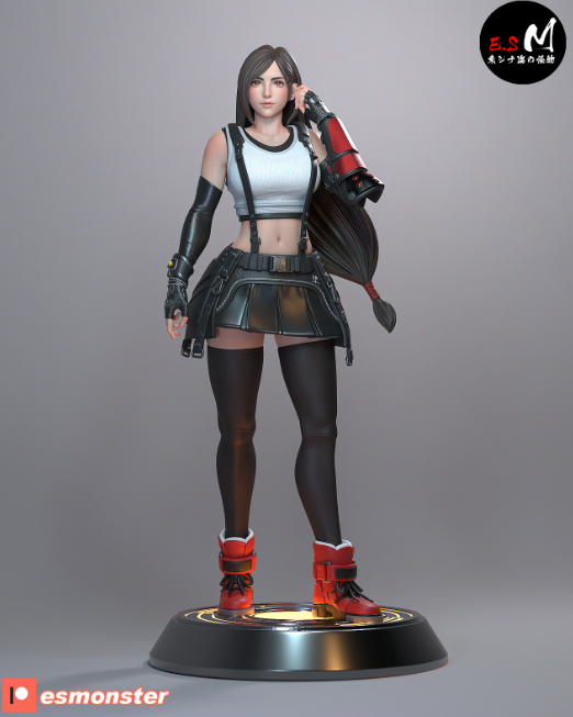 Tifa anime STL file from Final Fantasy, featuring her iconic look and pose