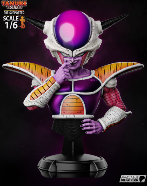 Frieza bust STL file from Dragon Ball Z, featuring intricate anime details for 3D printing.