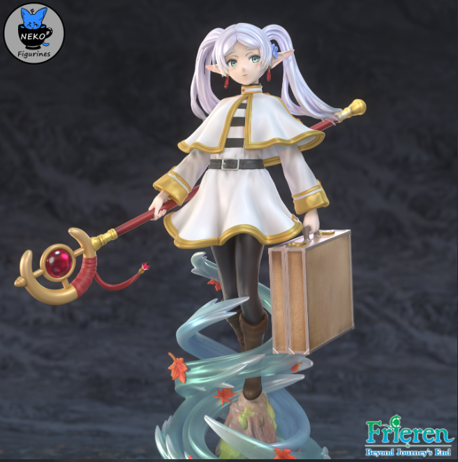 Elegant 3D model of Frieren with flowing garments, a standout anime STL file.