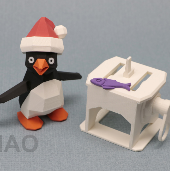 Cute 3D printed penguin with a Christmas hat