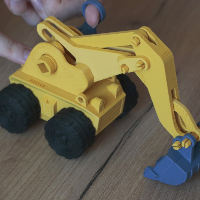 A fun 3D-printed Excavator automata with an interactive design.