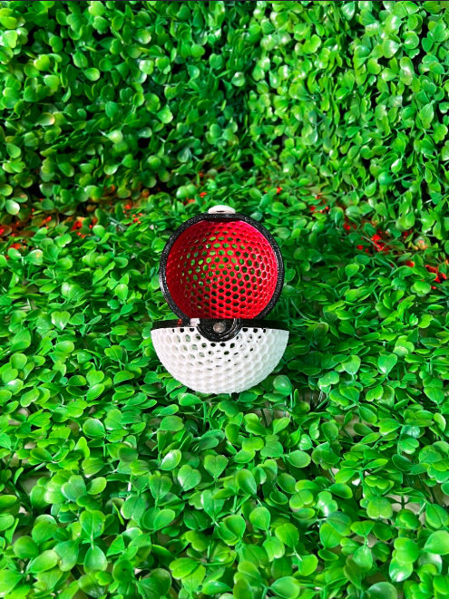 Iconic 3D Pokéball with a unique twist, featuring a mesh design.