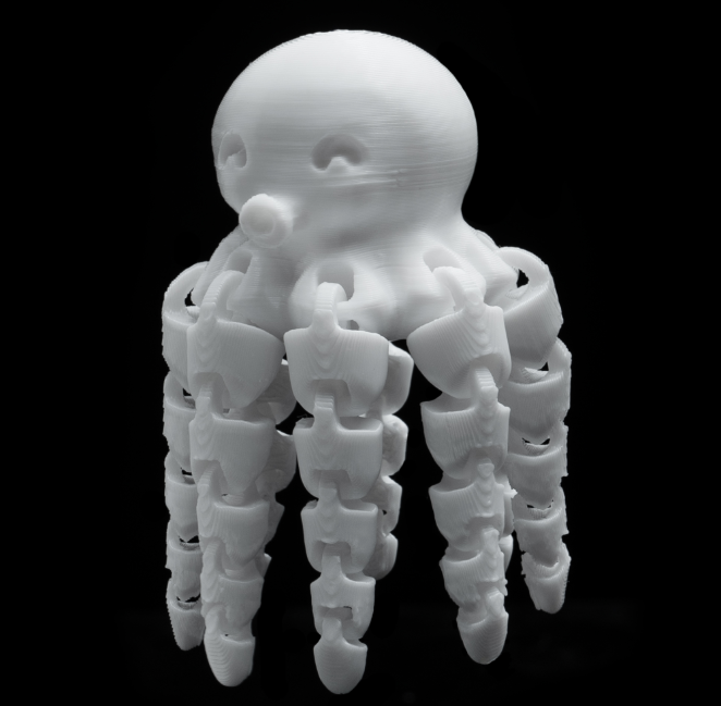 A cute 3D-printed octopus automata with its delicate tentacles. 