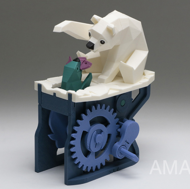 A 3d automata featuring a polar bear with seal.