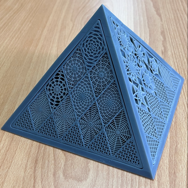 A 3D printed Pyramid Lattice.
