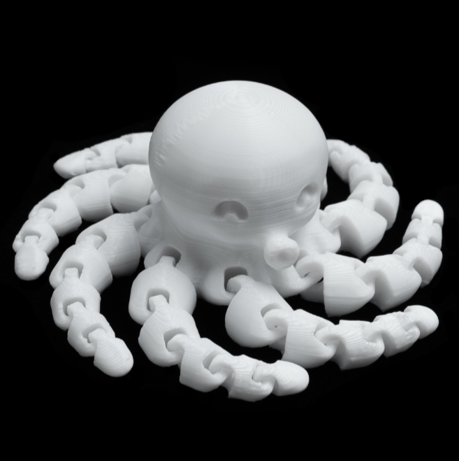 A 3D print of a cute octopus.