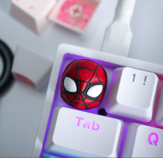 A cool 3D keycap of spiderman.