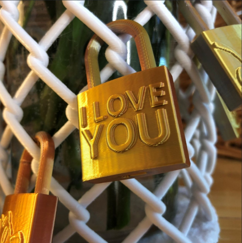 romantic 3d printed love locks for valentines.