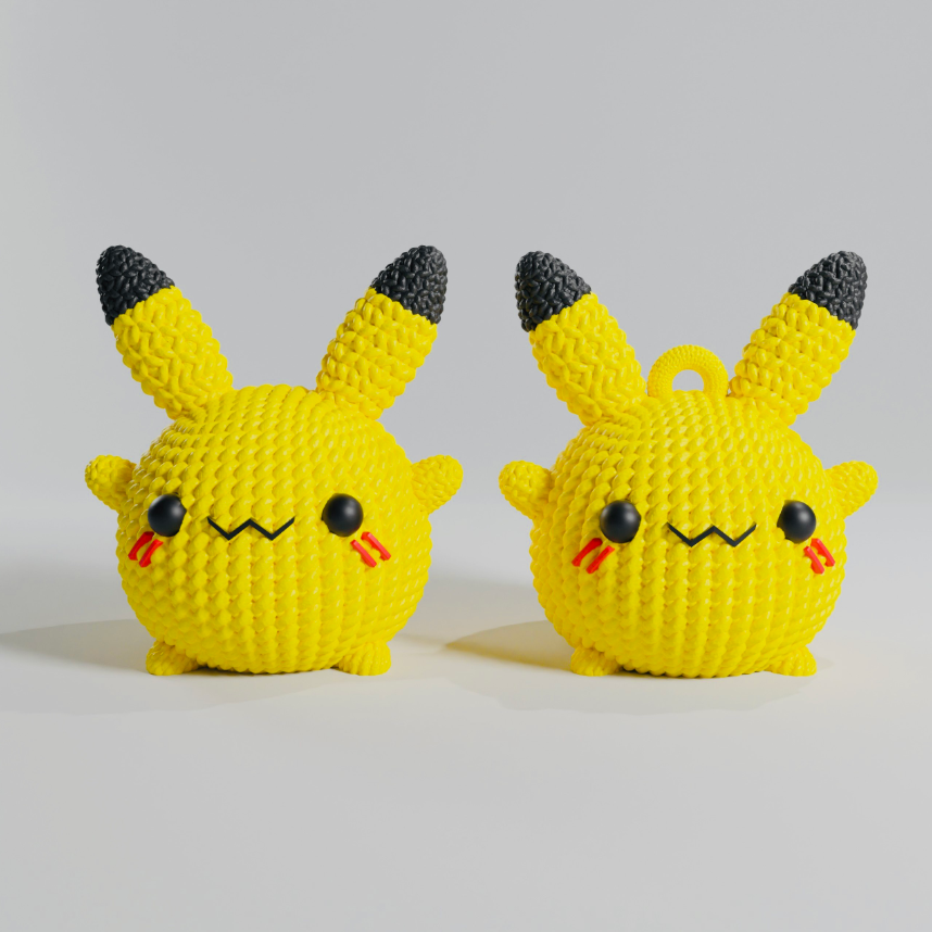 Cute 3D Printed Pikachu themed keychain and piggy bank.