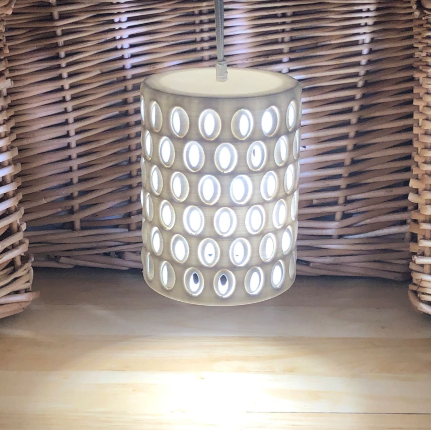 3D printed lampshade with unique design.