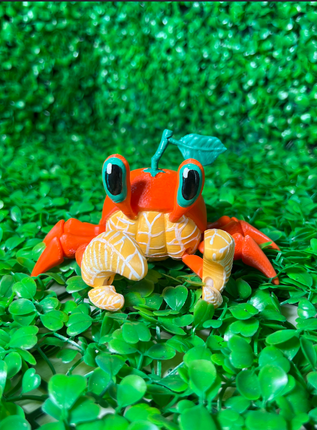 A cute articulated 3D orange crab.