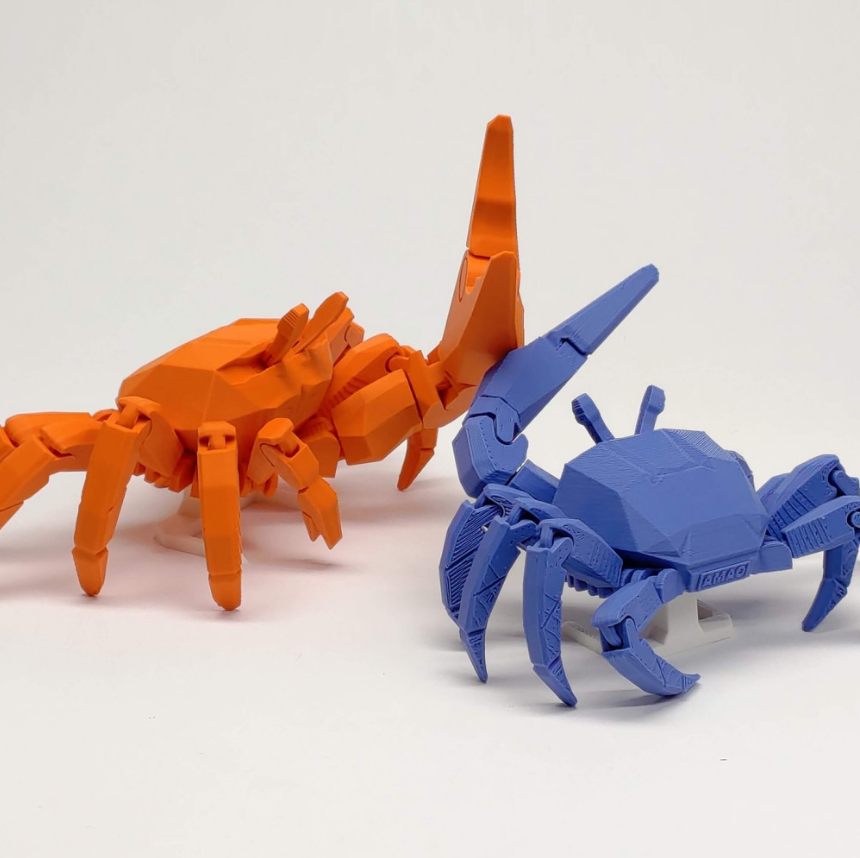 articulated 3d print of fiddler crabs.