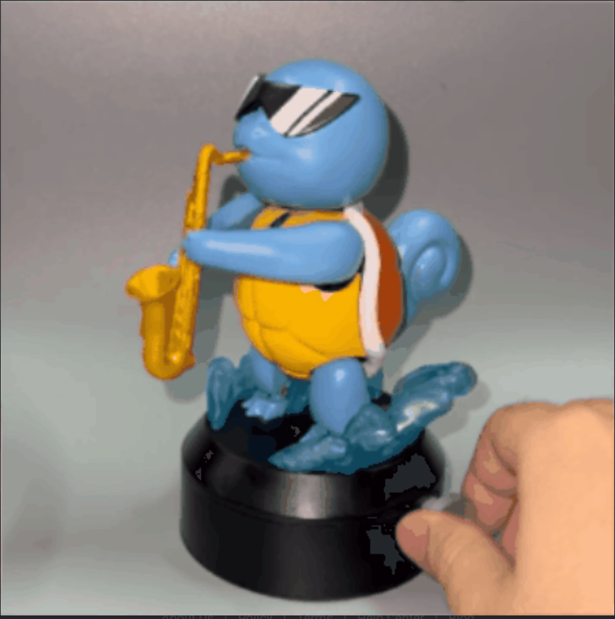 Squirtle with saxophone 3D articulated print model